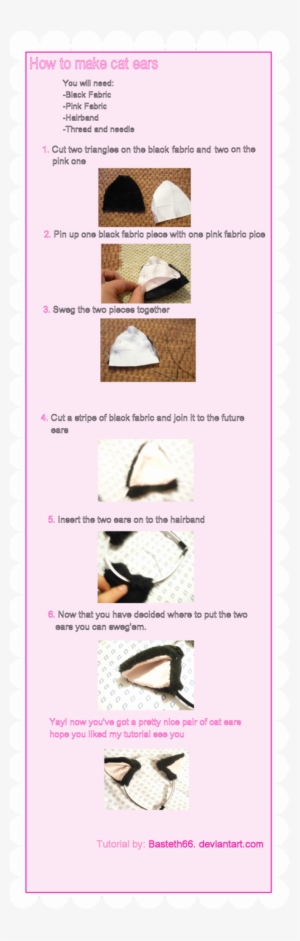 Cat Ears Tutorial By Basteth66 On Deviantart - Cat Ear Tutorial #1497425