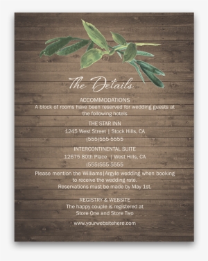 Rustic Wedding Additional Guest Information Card - Wedding #1498169