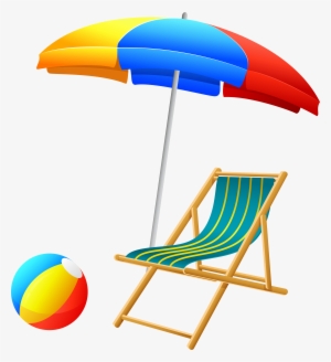 Beach Umbrella With Chair And Ball Png Clip Art #150767