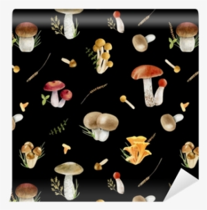 Seamless Pattern Repeated Tile Of Watercolor Mushrooms - Agaric #150877