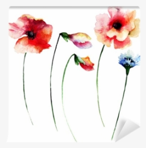 Set Of Summer Watercolor Flowers Wall Mural • Pixers® - Obraz Kolorowe Kwiaty 24 X 33 Cm #151480