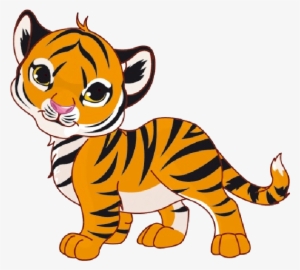 Tiger Cubs Cute Cartoon Animal Images On A Transparent - Tiger Clipart #151604