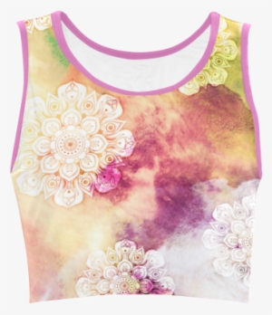 Watercolor Lotus Mandala Pattern - Crop Top #151605