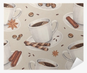 Watercolor Illustrations Of Coffee Cup - Adesivo Cozinha De Cafe #152961