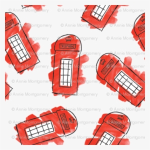 London Telephone Box Watercolor Large - Watercolor Painting #153300