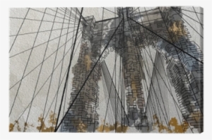Watercolor Style Illustration Of The Brooklyn Bridge - Brooklyn Bridge #155851