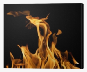 Yellow Bright Fire Sparks Isolated On Black Canvas - Flame #156129