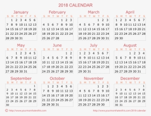 Calendar 2018 Transparent Png #156882