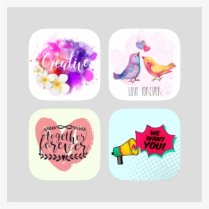 Delightful Watercolor With Pop Art Stickers On The - Watercolor Painting #157097