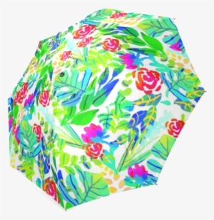Cute Tropical Watercolor Flowers Foldable Umbrella #158366