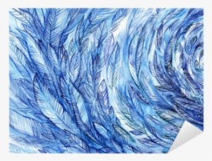 Blue Feathers In A Circle, Watercolor Abstract Background #158498 Blue Feathers In A Circle, Watercolor Abstract Background #158498