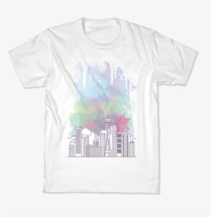 Seattle Graphic Watercolor Cityscape - Loft David Mancuso T Shirt #159244