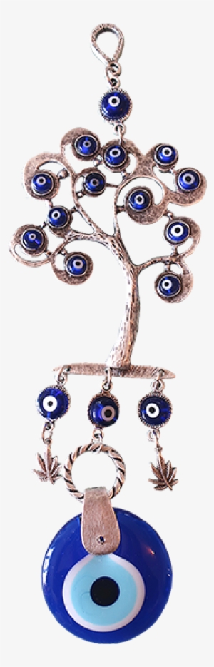 Ebsem Handmade Evil Eye Glass Charm Silver Plated Tree - Turkish Evil Eye Pendant Png #1501953