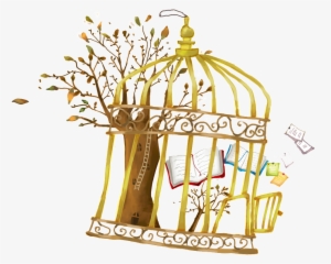 Cartoon Hand Painted Cage Tree Beautiful Creative Png - Portable Network Graphics #1502898