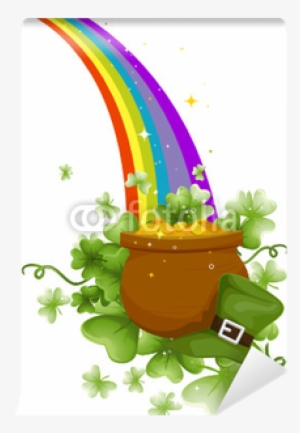 Pot Of Gold At The End Of A Rainbow Wall Mural - March Pot Of Gold #1503779
