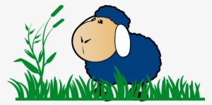Blue Sheep With Grass Svg Clip Arts 600 X 298 Px #1508021