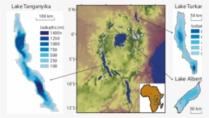 Elevation Map Of East Africa With Bathymetries Of Lake - Tanganyika Lake Deep Map #1508281