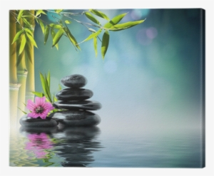 Tower Black Stone And Hibiscus With Bamboo On The Water - Zen Stone With Bamboo Water Hd #1511620