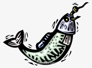 Fish On A Hook Royalty Free Vector Clip Art Illustration - Clip Art #1512873