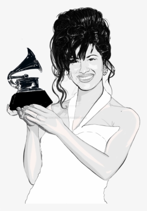 Selena Quintanilla Perez Accepting Her Grammy By Pinchealvarito - Selena Quintanilla Cartoon Drawing #1514420