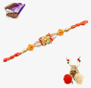 Designer Trendy Rakhi Made Of Imitation Stones And - Designs Of Handmade Rakhi #1514714