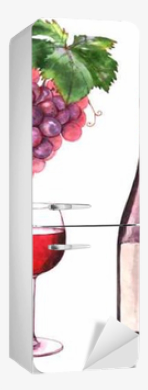 Hand-drawn Watercolor Illustration Of The Wine Bottle, - Grape #1518325