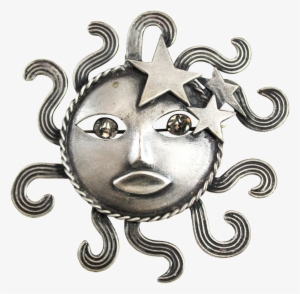 Vintage Joseff Hollywood Signed Silver Toned Sun God - Earring #1520895
