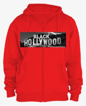 Black Hollywood Zipper Hoodie Red - Hollywood Sign #1520916