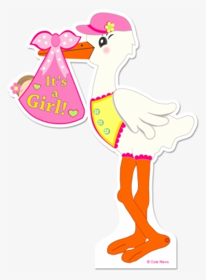 Clipart Standing Cute Borders - It's A Girl Lawn Stork (baby Announcement Sign) 4 Ft. #1521306