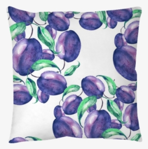 Sprig Plums With Leaves, Hand Drawing, Watercolor - Śliwki Wzory #1522978