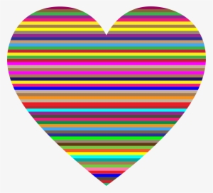 Clipart Colorful Horizontal Striped Heart Big Image - Colorful Clip Art #1527362
