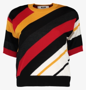 Msgm Diagonal Striped Knit Sweater In Black - Sweater #1527596