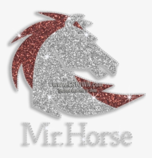 Silver & Brown Horse Glitter Iron-on Rhinestone Transfer - Stallion #1528926