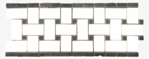Pearl White Basketweave Border With 3/8" Black Dot - Black And White Tile #1531294