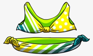 Lemon Lime Stripe Bikini - Club Penguin Bikini #1534424