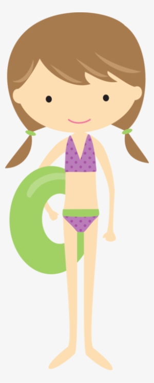 Brown Haired Girl With Purple Pinterest - Girls In Bathing Suits Clipart #1534448