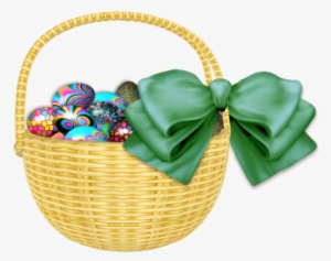 Easter Basket Green Ribbon - Easter Basket Png Transparent #1536456