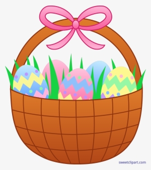 Cute Easter Basket With Eggs Clip Art #1536662