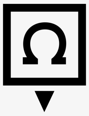 Omega Sign In A Square With Down Arrow Comments - Arrow #1537012