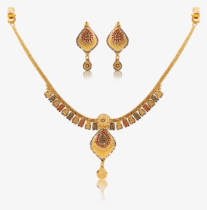 Delicate Hearts Gold Necklace Set - Nac Jewellers Necklace Designs #1538522