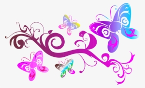 Pink Flourish Png - Clipart Swirl Of Butterflies #1541283