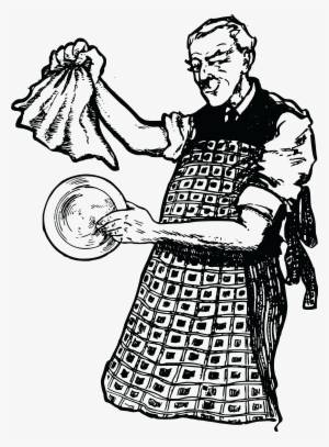 , , - Retro Black And White Clip Art Man Cleaning #1542777