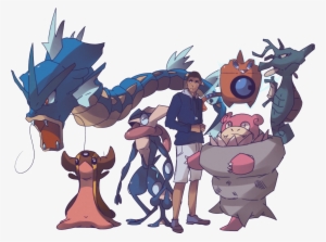 Water Master Team Commission Gyarados, Tritodon, Gekkouga, - Pokemon Team Commission #1544637