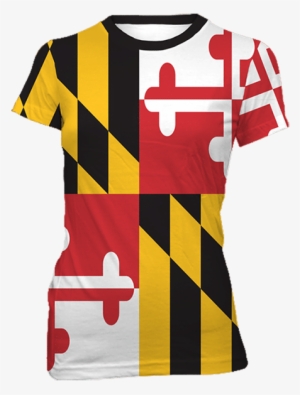 Md Flag Short Sleeve Ladies Tee - State Of Maryland Flag #1552620