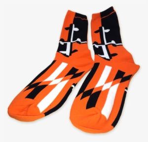 Maryland Flag Orange Color Pattern Crew Socks Made - Sock #1552694