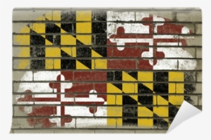 Grunge Flag Of Us State Of Maryland On Brick Wall Painted - Maryland State Flag #1553137
