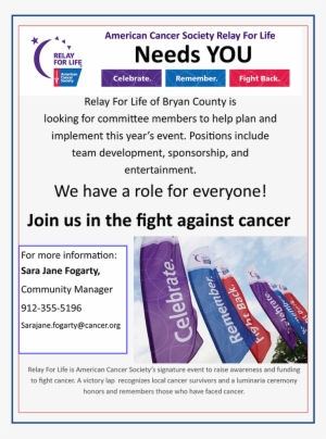 American Cancer Society Relay For Life Needs You - Relay For Life #1555967
