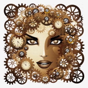 Clipart Black And White Girl Portrait By Bluedarkat - Steampunk Girl Face Drawing #1556332