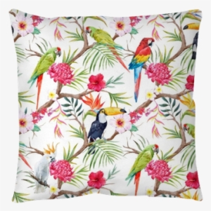 Watercolor Tropical Floral Pattern Pillow Cover • Pixers® - Tropical Parrots Patterns #1557773