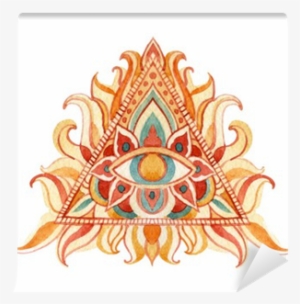 Watercolor All Seeing Eye Symbol In Pyramid - Piramide Acuarela #1560705